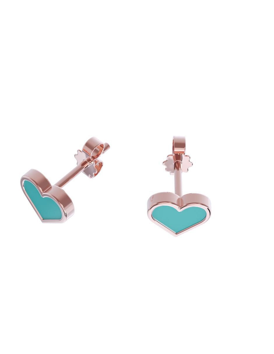 Set de aretes de corazón de oro 10 K con acabado pulido 2