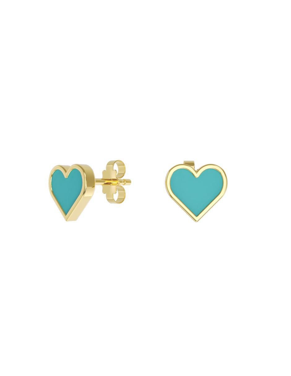 Set de aretes de corazón de oro 10 K con acabado pulido
