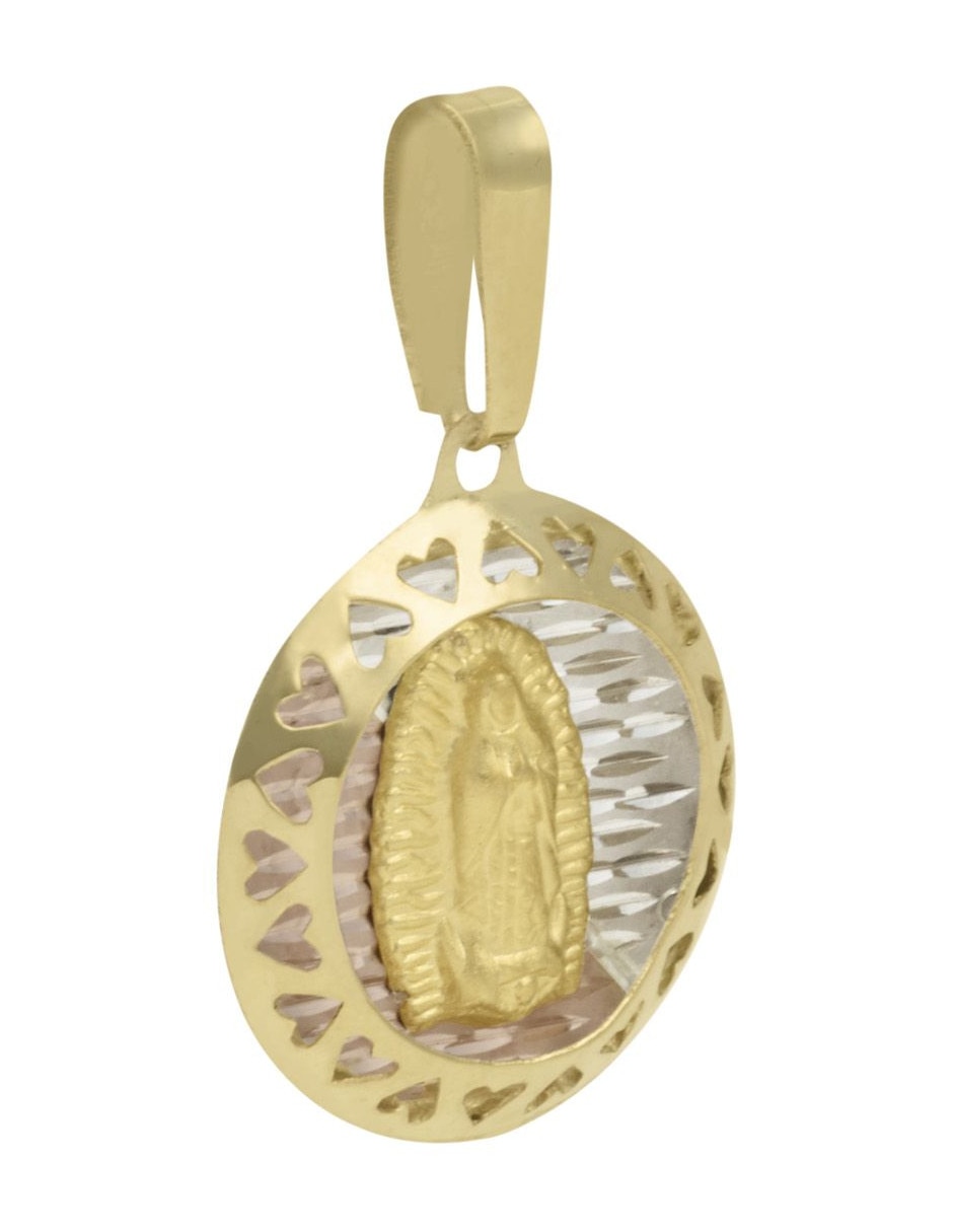Medalla de virgen de guadalupe de oro florentino 14 K 2
