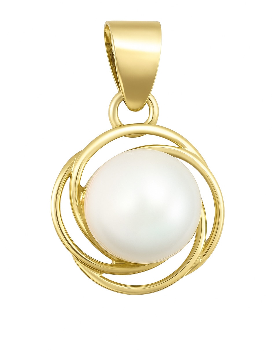 Dije circular de oro amarillo 14 K perla Dije circular de oro amarillo 14 K perla
