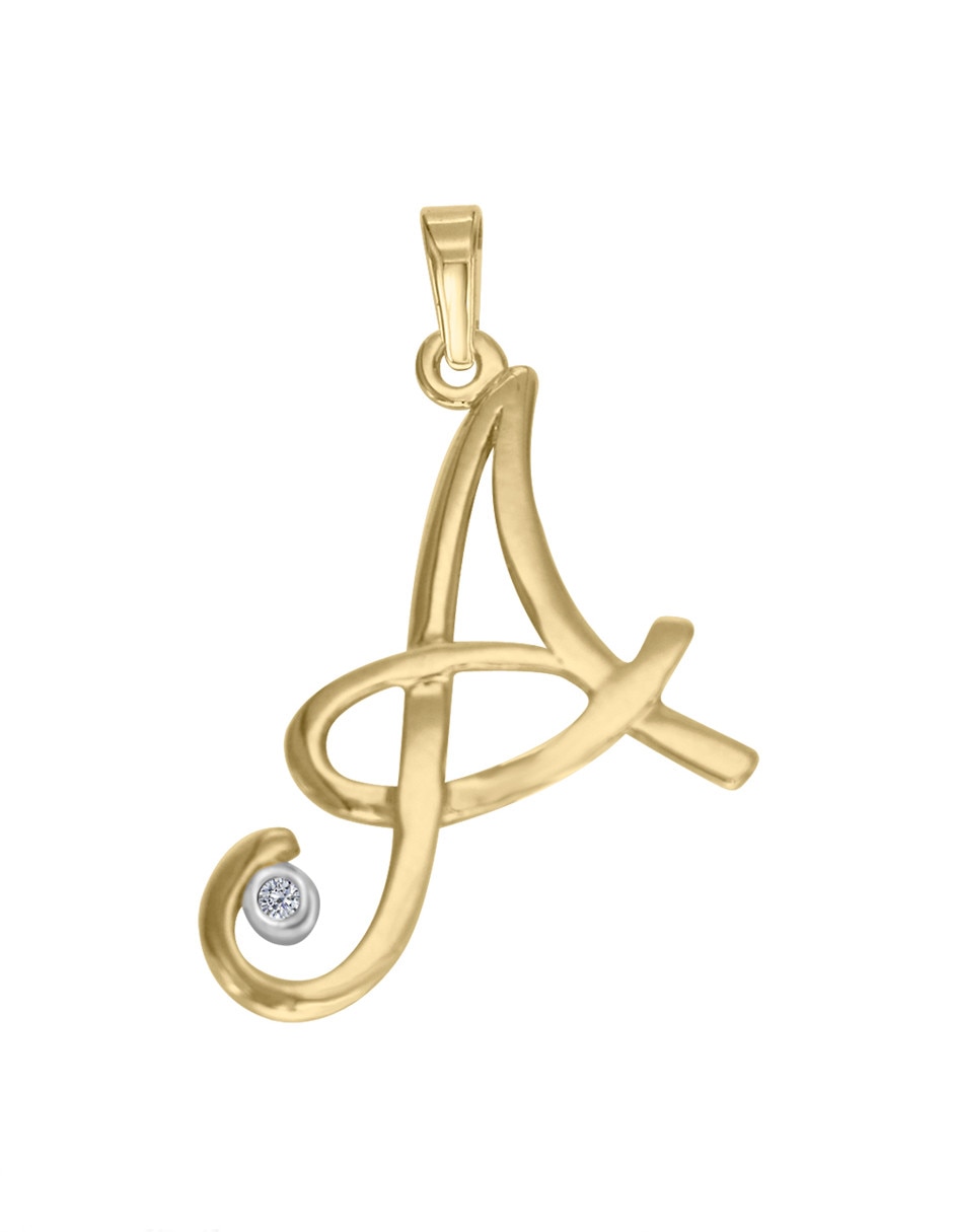 Dije de letra a de oro amarillo 14 K diamante Dije de letra a de oro amarillo 14 K diamante