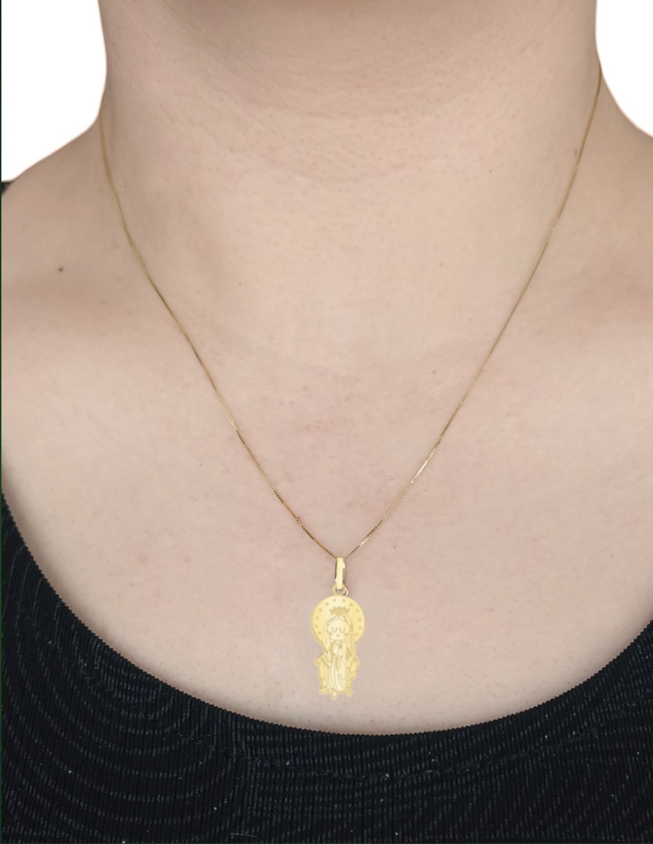 Medalla de virgen de oro amarillo 14 K