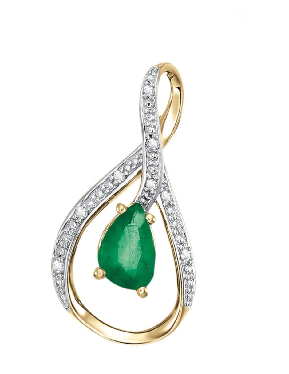 Dije de infinito de oro amarillo 14 K esmeralda y diamante 2