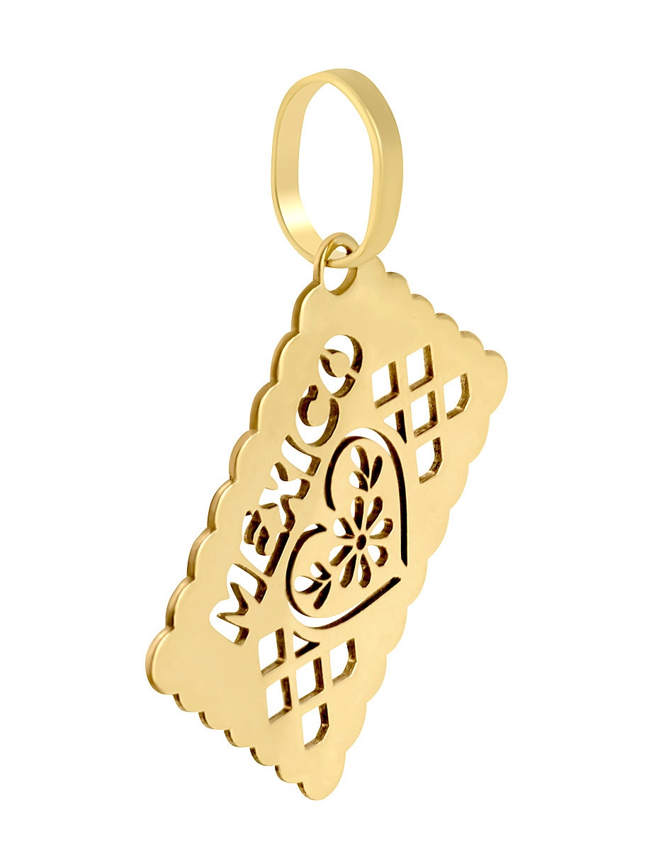 Dije rectangular de oro amarillo 14 K 3