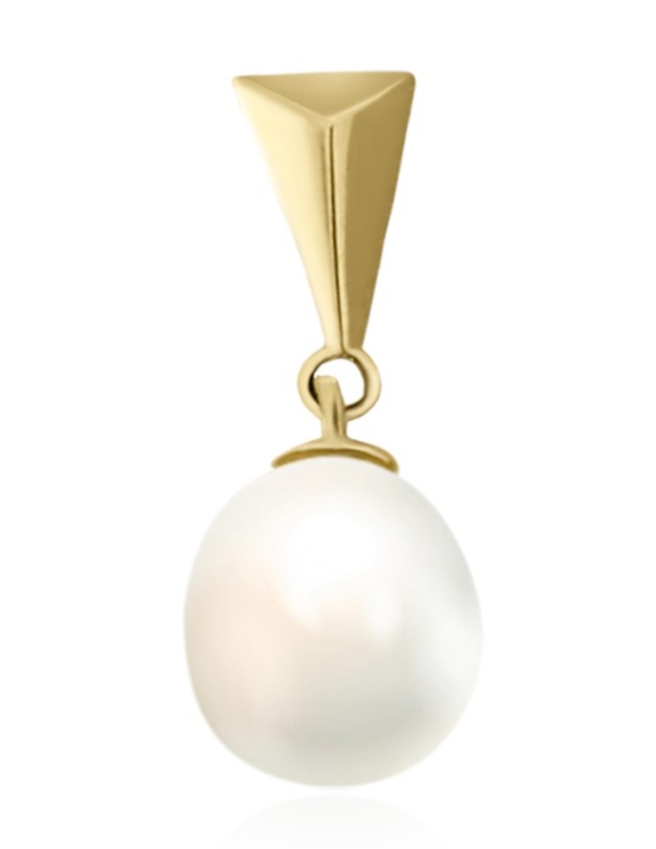 Dije de gota de oro amarillo 14 K perla