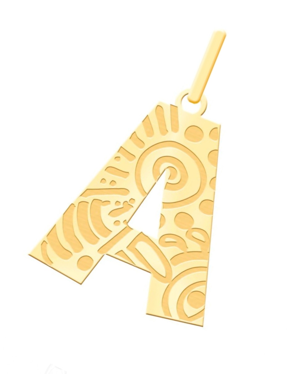 Dije de letra a de oro amarillo 14 K 2