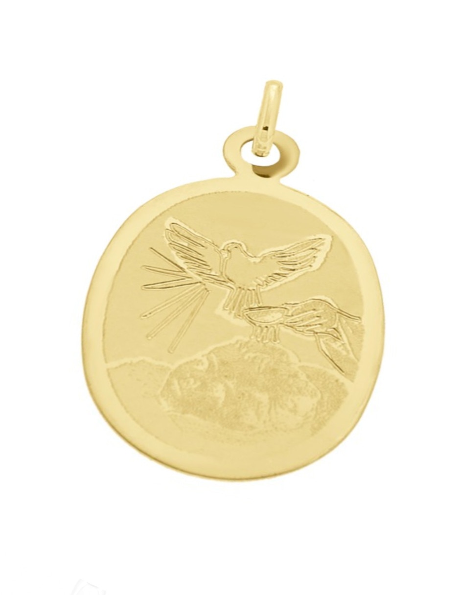 Medalla redonda de oro amarillo 14 K 2