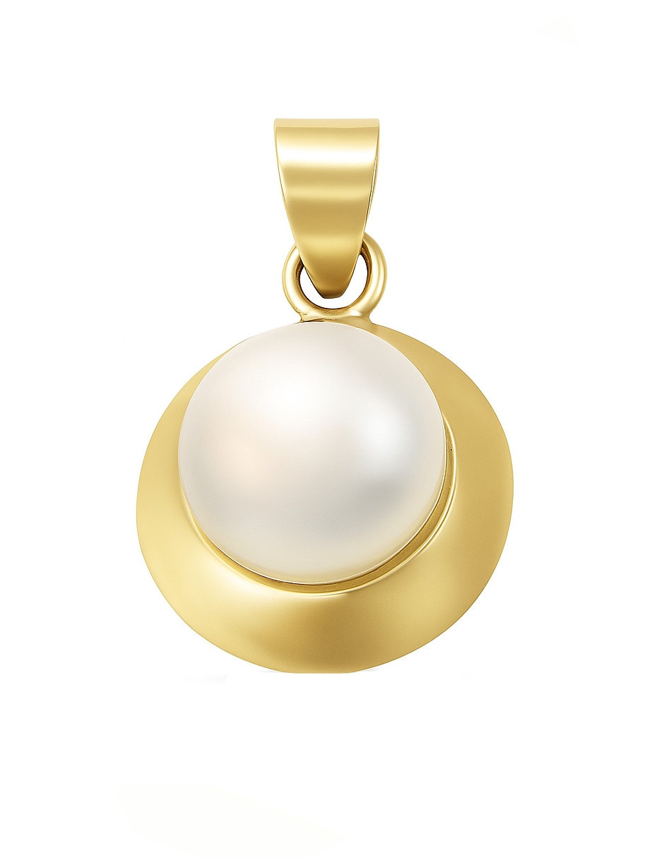 Dije circular de oro amarillo 14 K perla Dije circular de oro amarillo 14 K perla