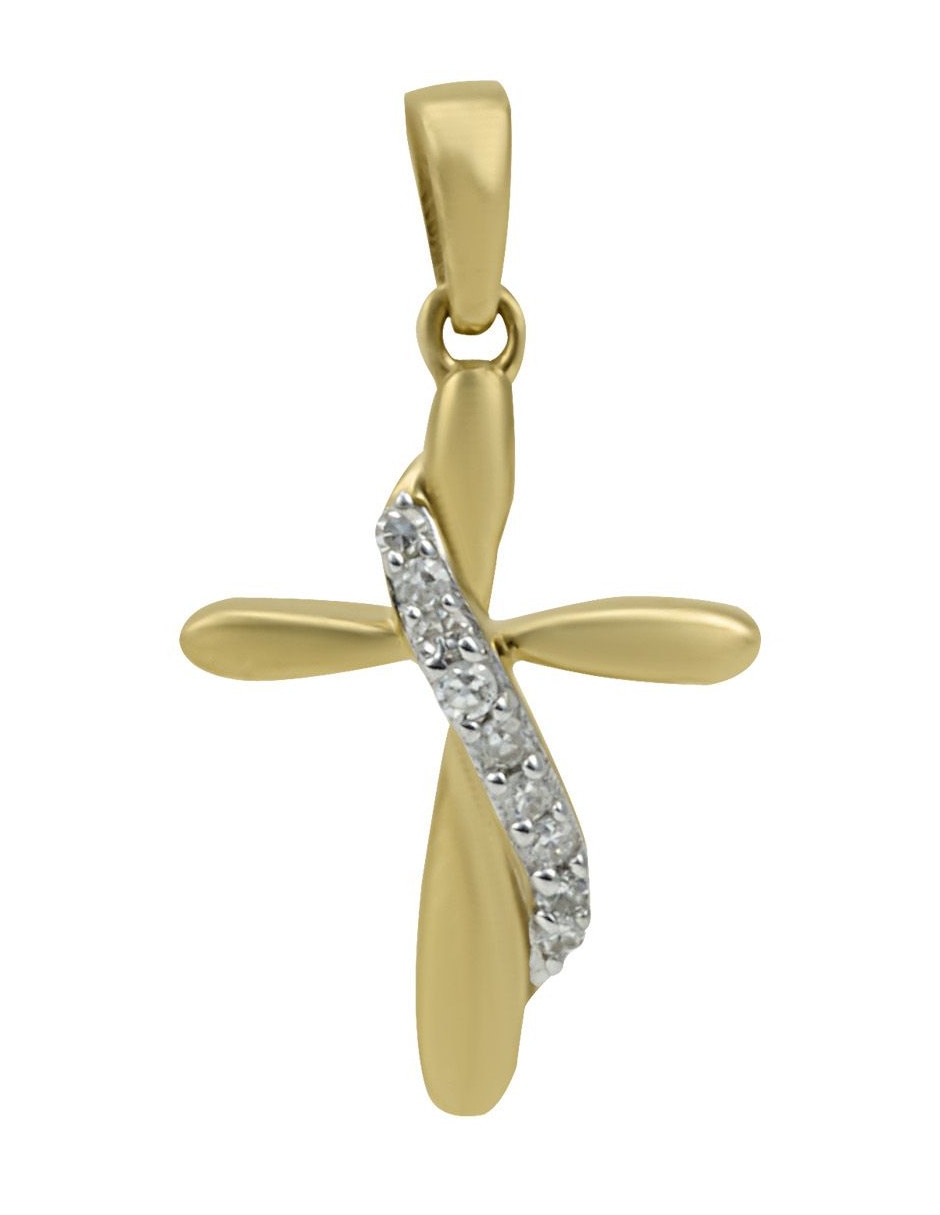 Dije de cruz de oro amarillo 14 K diamante Dije de cruz de oro amarillo 14 K diamante