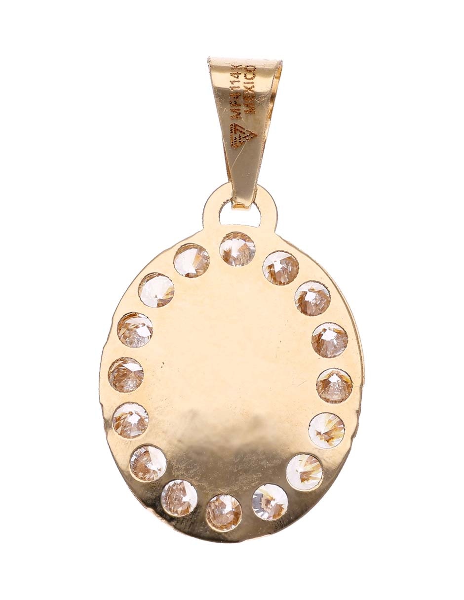 Medalla ovalada de oro amarillo 14 K circonita 3