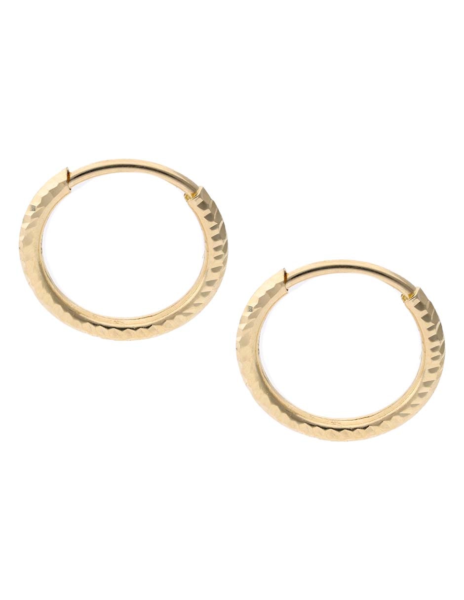 Aretes huggies de oro amarillo 14 K con acabado brillante