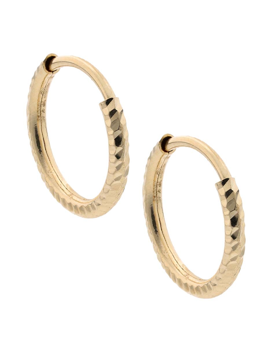 Aretes huggies de oro amarillo 14 K con acabado brillante 2