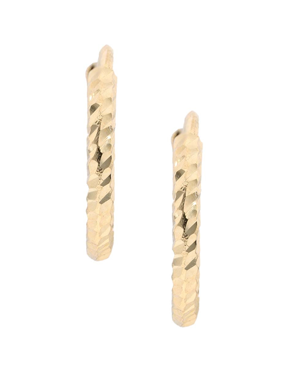 Aretes huggies de oro amarillo 14 K con acabado brillante 3