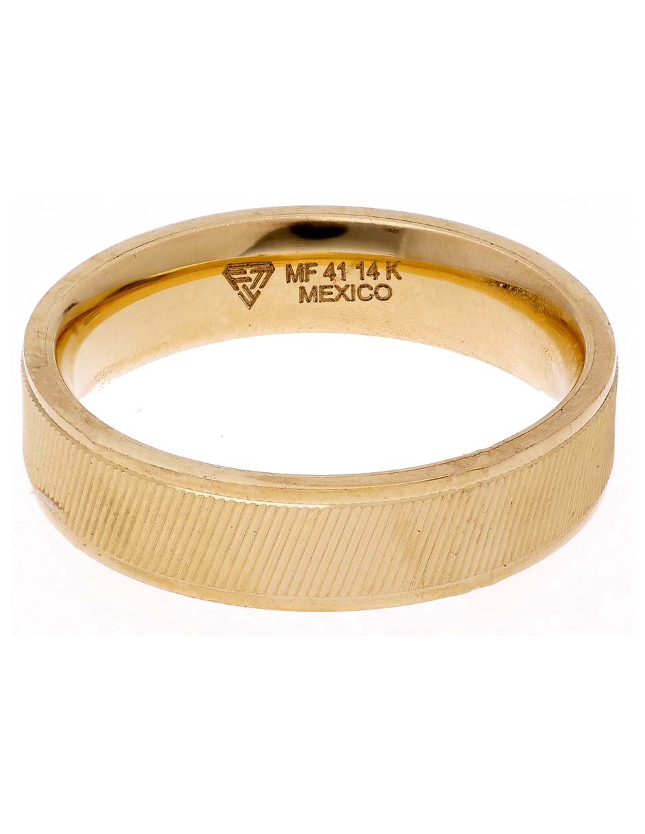 Argolla circular 14 k de oro amarillo troquelado
