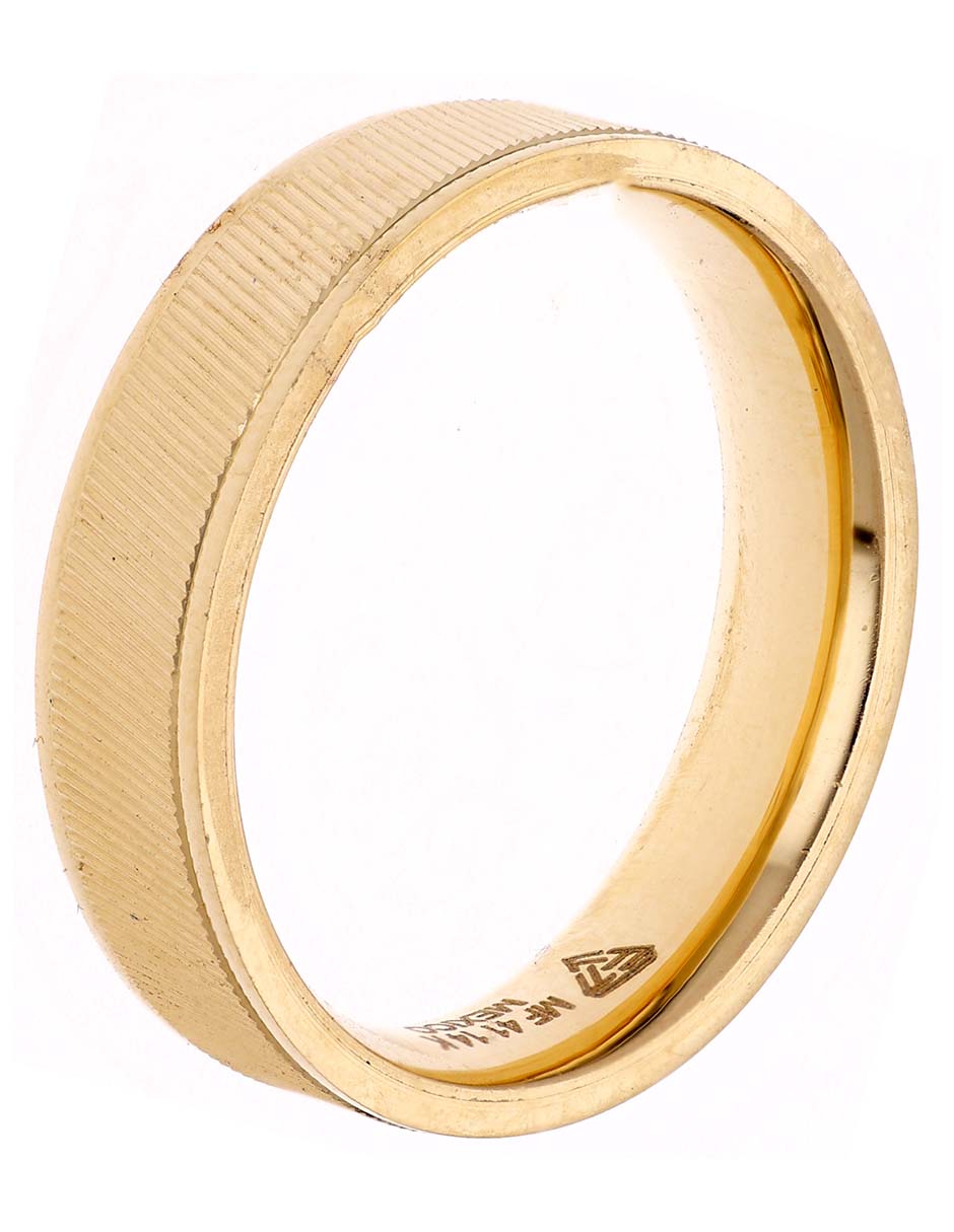 Argolla circular 14 k de oro amarillo troquelado 3