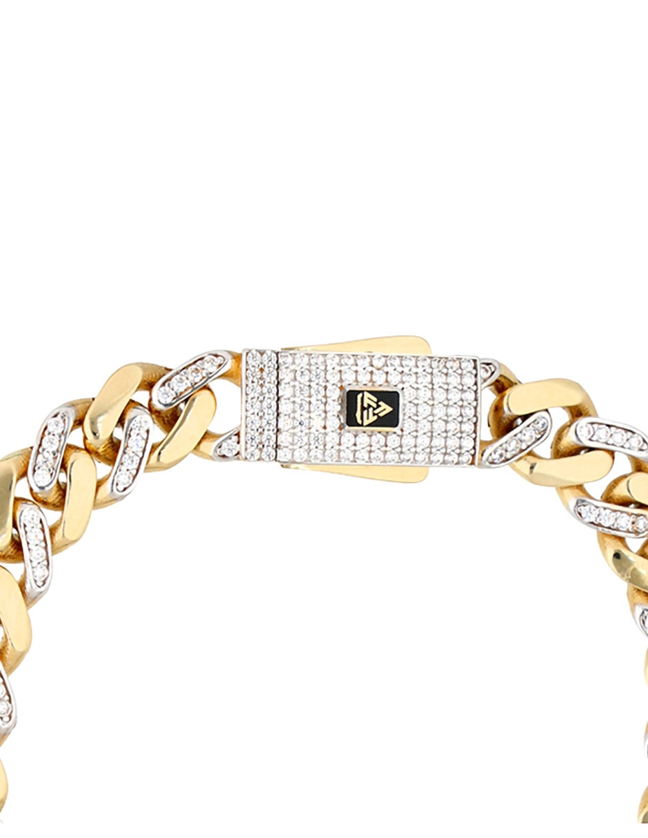 Pulsera de oro amarillo con circonita 14 k con acabado brillante 2