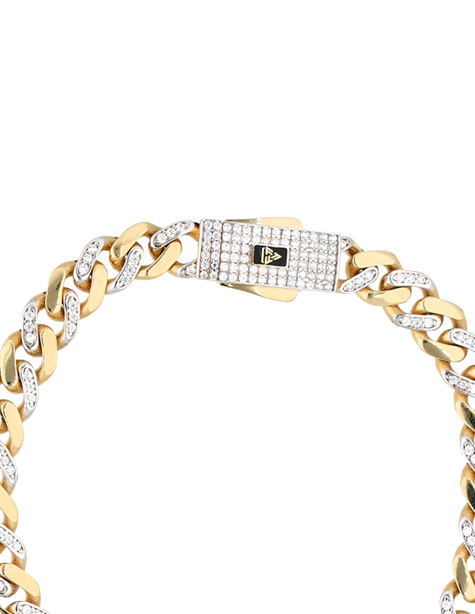 Pulsera de oro amarillo con circonita 14 k con acabado brillante 2