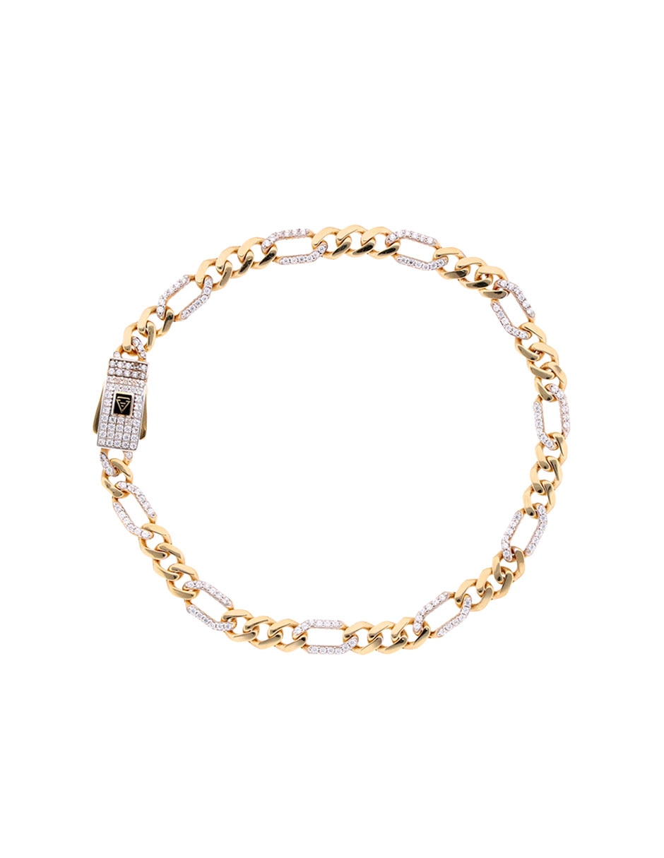 Pulsera de oro amarillo con circonita 14 k con acabado brillante