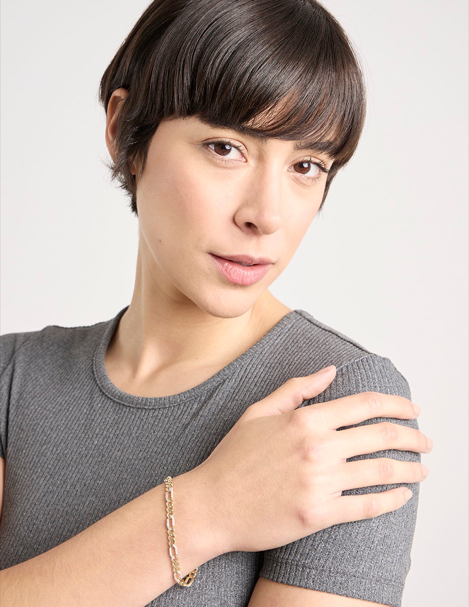 Pulsera de oro amarillo con circonita 14 k con acabado brillante 3