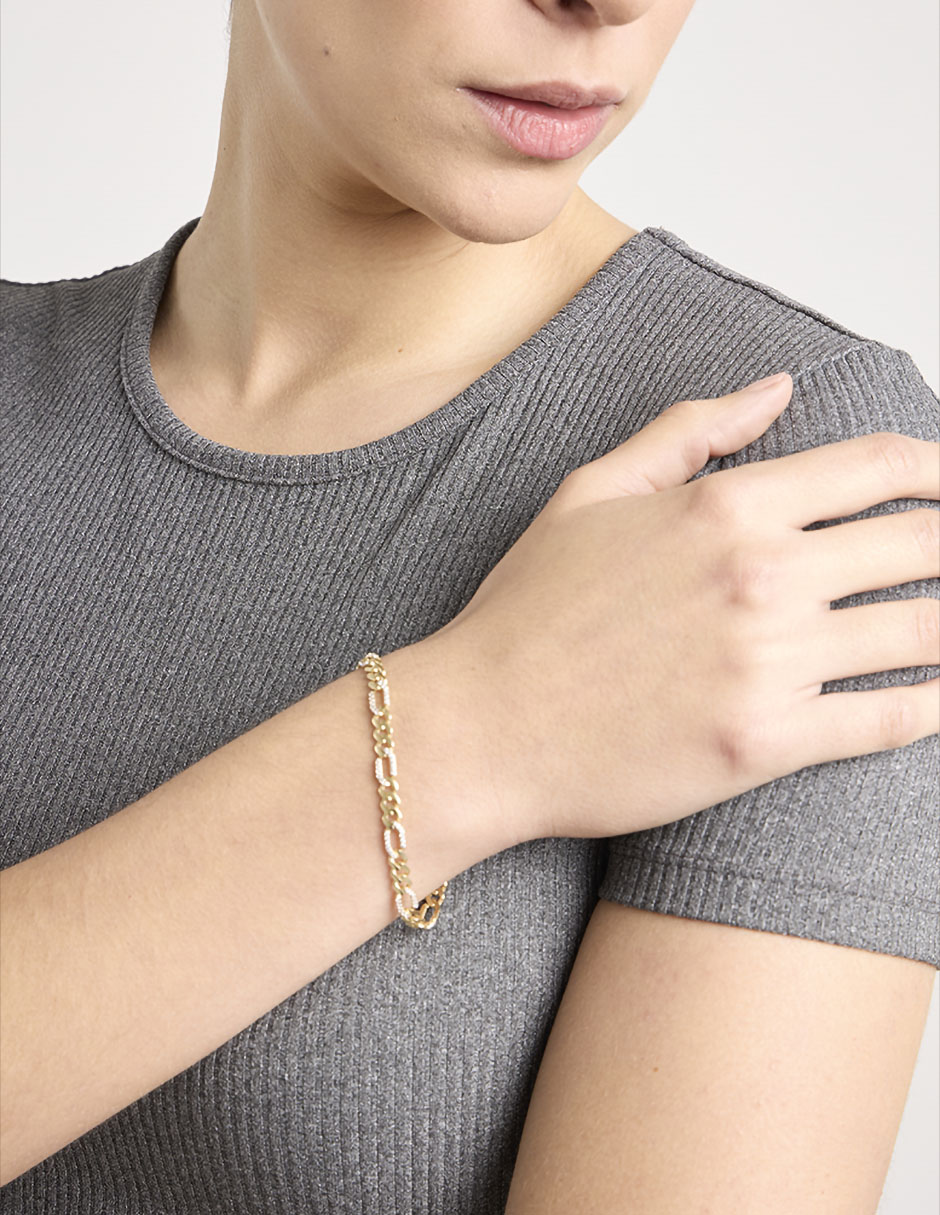Pulsera de oro amarillo con circonita 14 k con acabado brillante 4