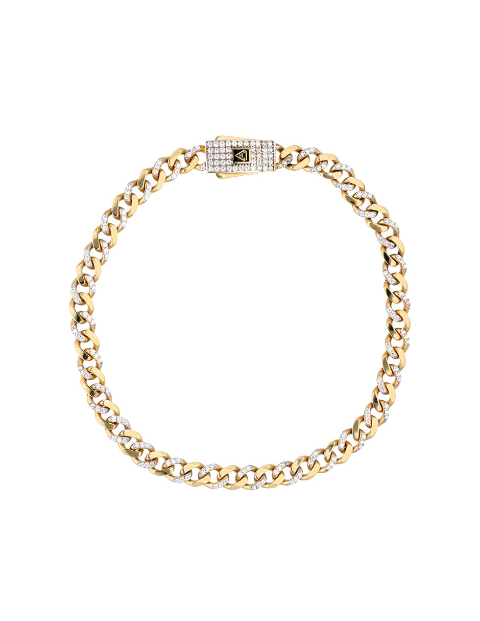 Pulsera de oro amarillo con circonita 14 k con acabado brillante