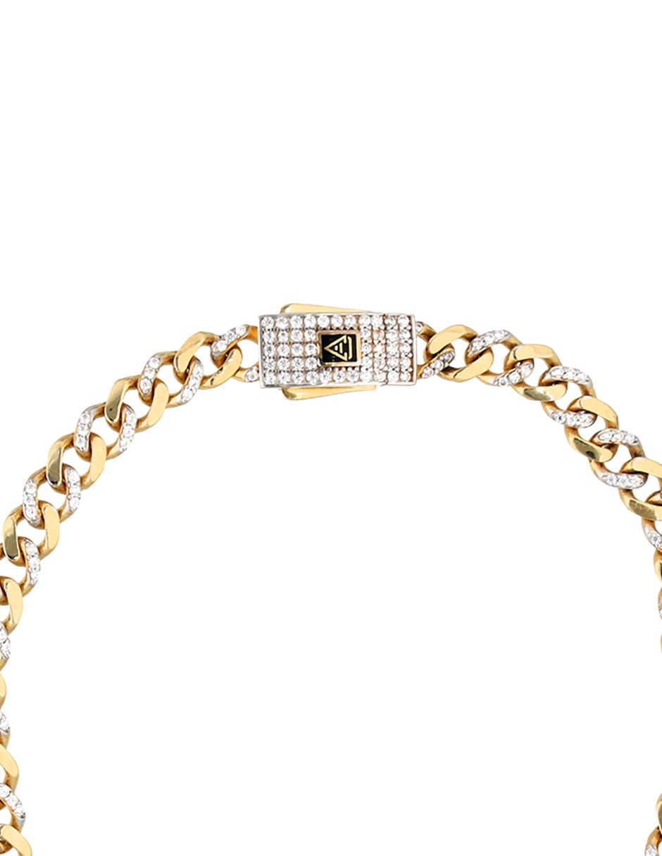 Pulsera de oro amarillo con circonita 14 k con acabado brillante 2