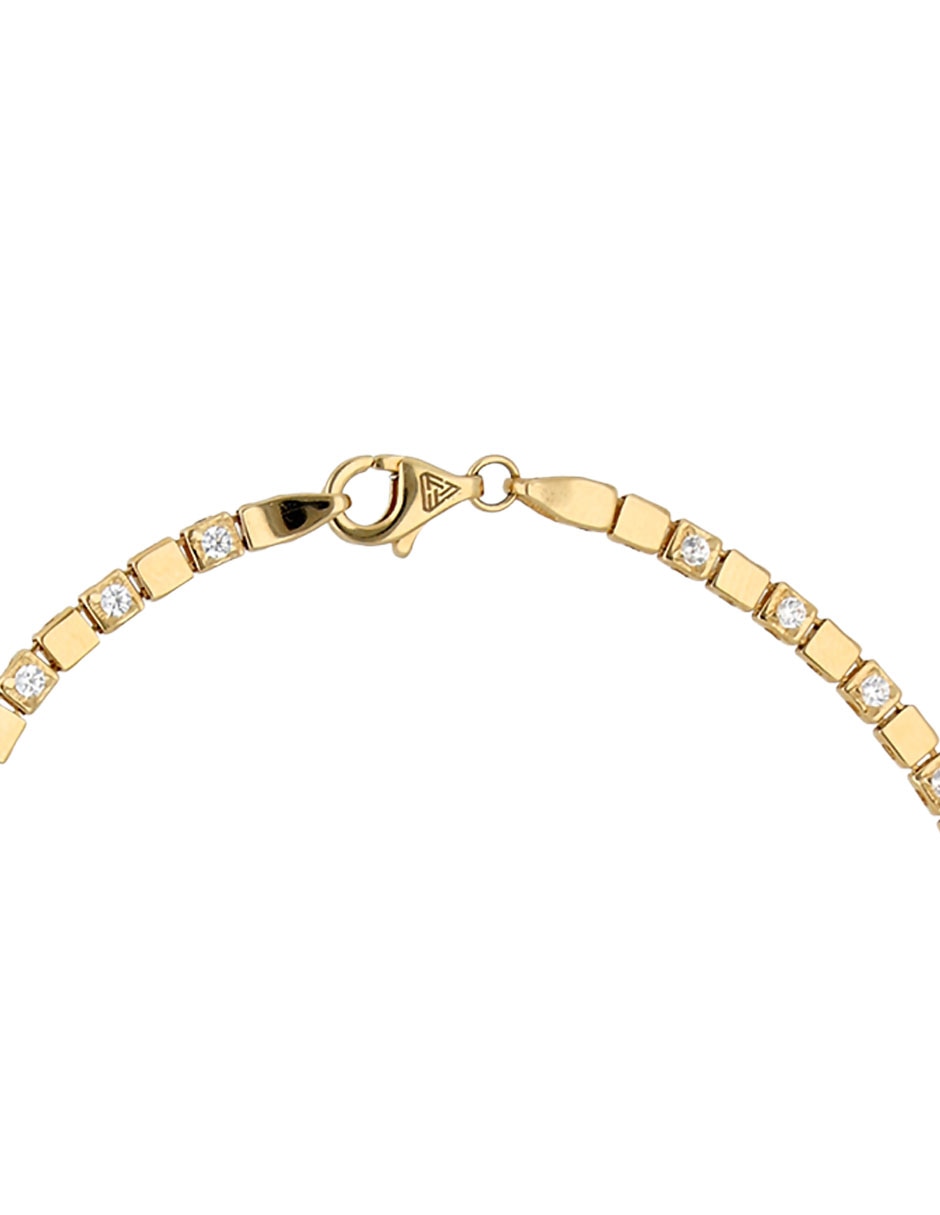 Pulsera de oro amarillo con circonita 14 k con acabado pulido 2