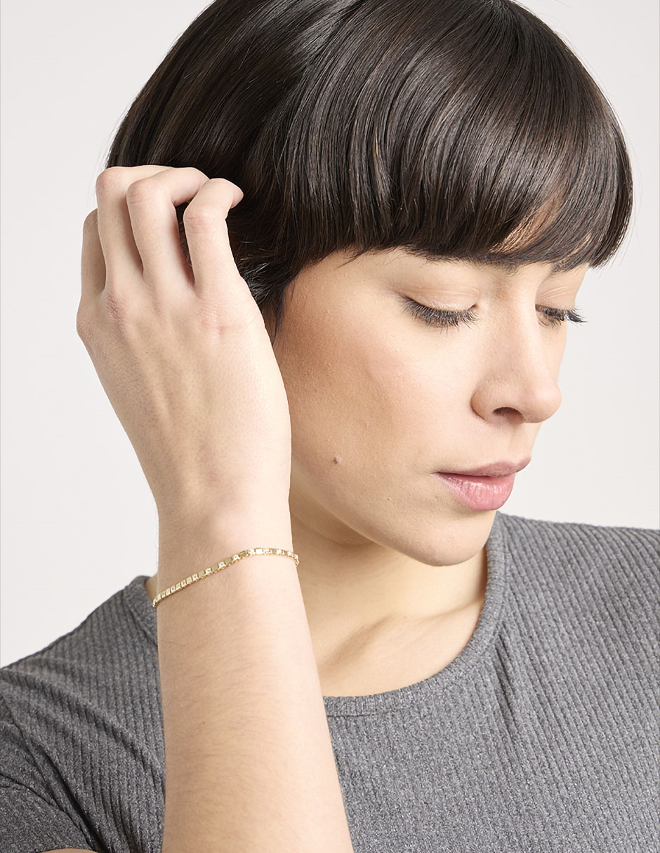 Pulsera de oro amarillo con circonita 14 k con acabado pulido 3