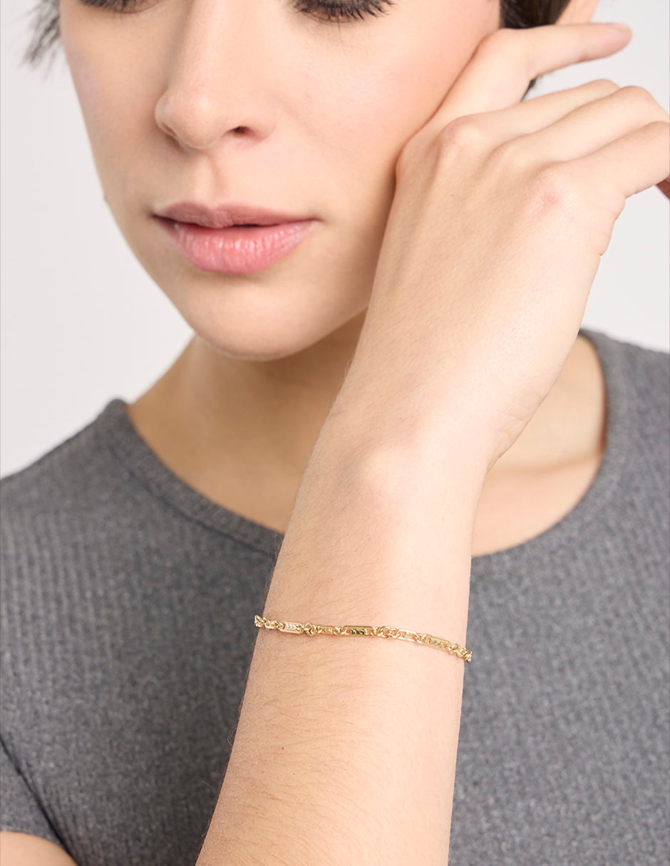 Pulsera de oro amarillo 14 k con acabado brillante 3