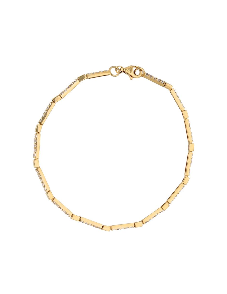 Pulsera de oro amarillo con circonita 14 k con acabado brillante