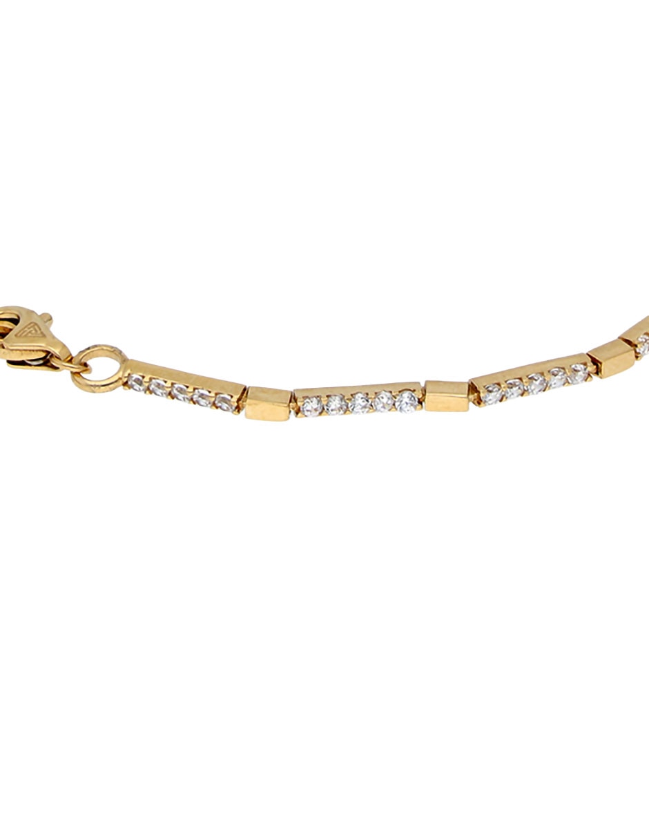 Pulsera de oro amarillo con circonita 14 k con acabado brillante 2