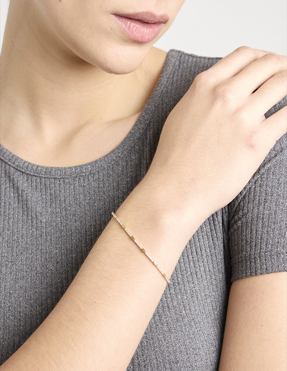 Pulsera de oro amarillo con circonita 14 k con acabado brillante 3