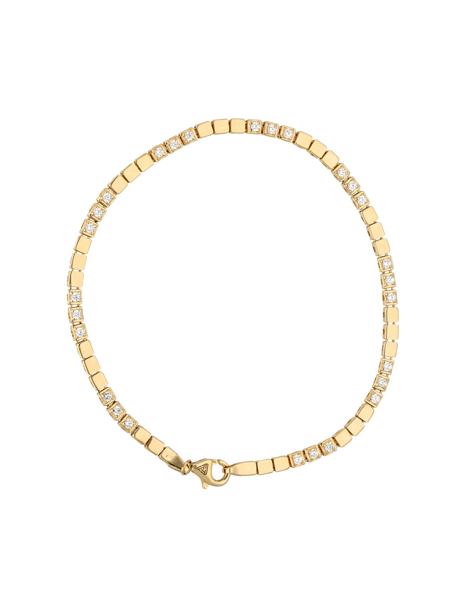 Pulsera de oro amarillo con circonita 14 k con acabado brillante