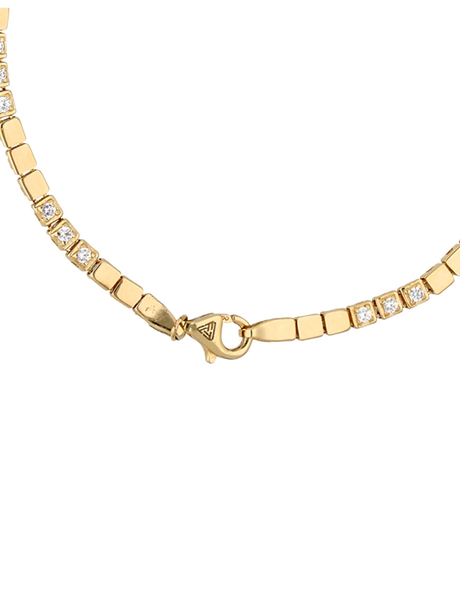 Pulsera de oro amarillo con circonita 14 k con acabado brillante 2