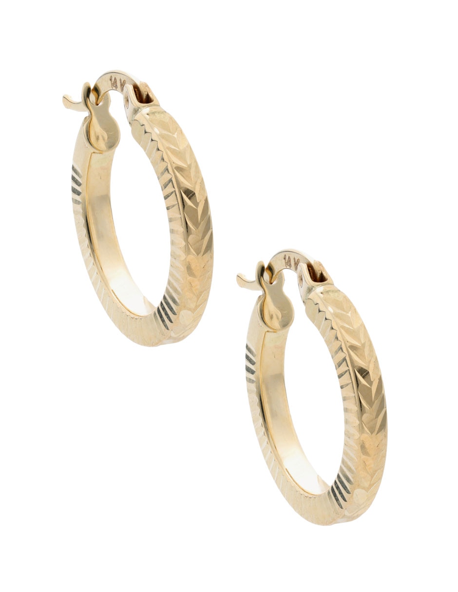 Arracadas de oro amarillo 14 k con acabado pulido 2