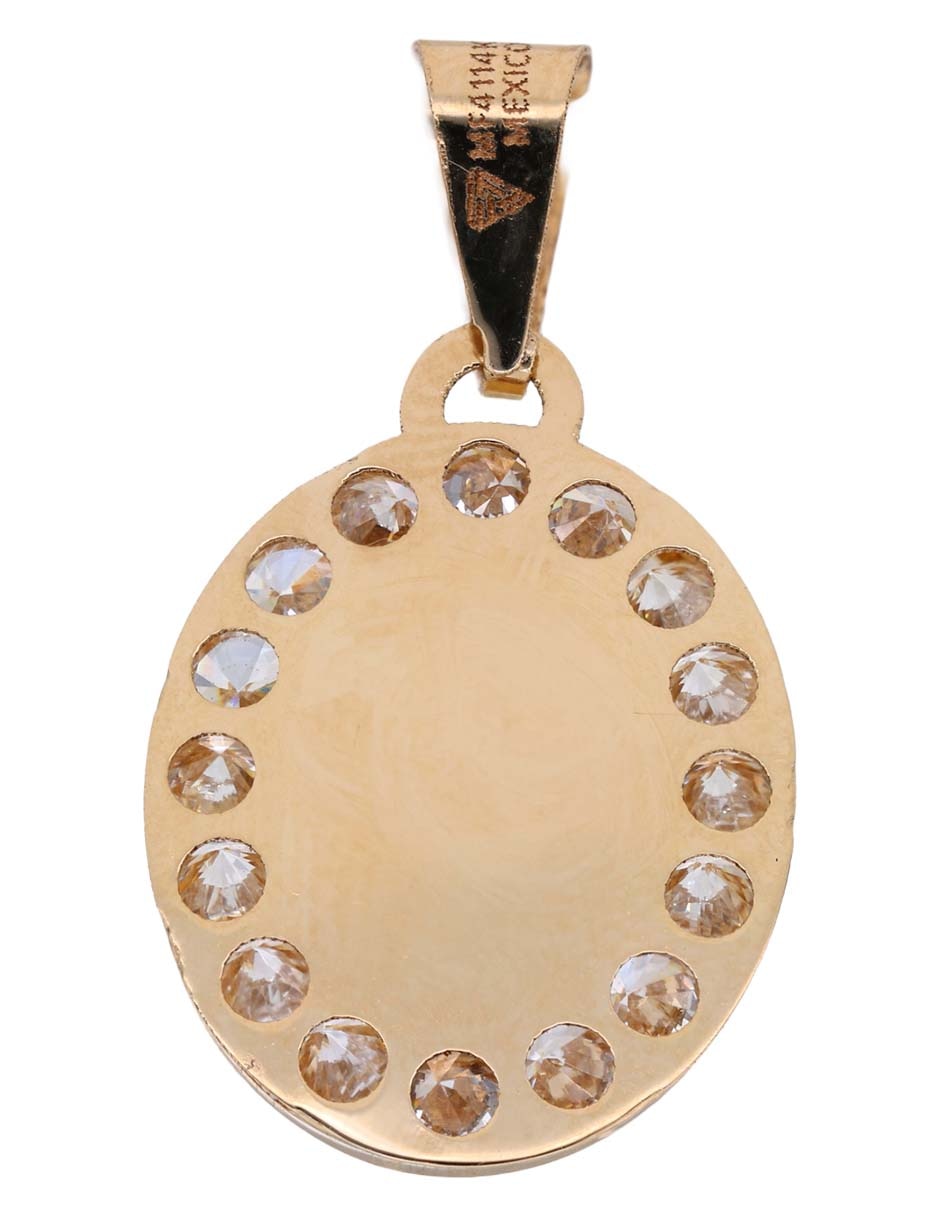Dije ovalada de oro amarillo 14 K circonita 3