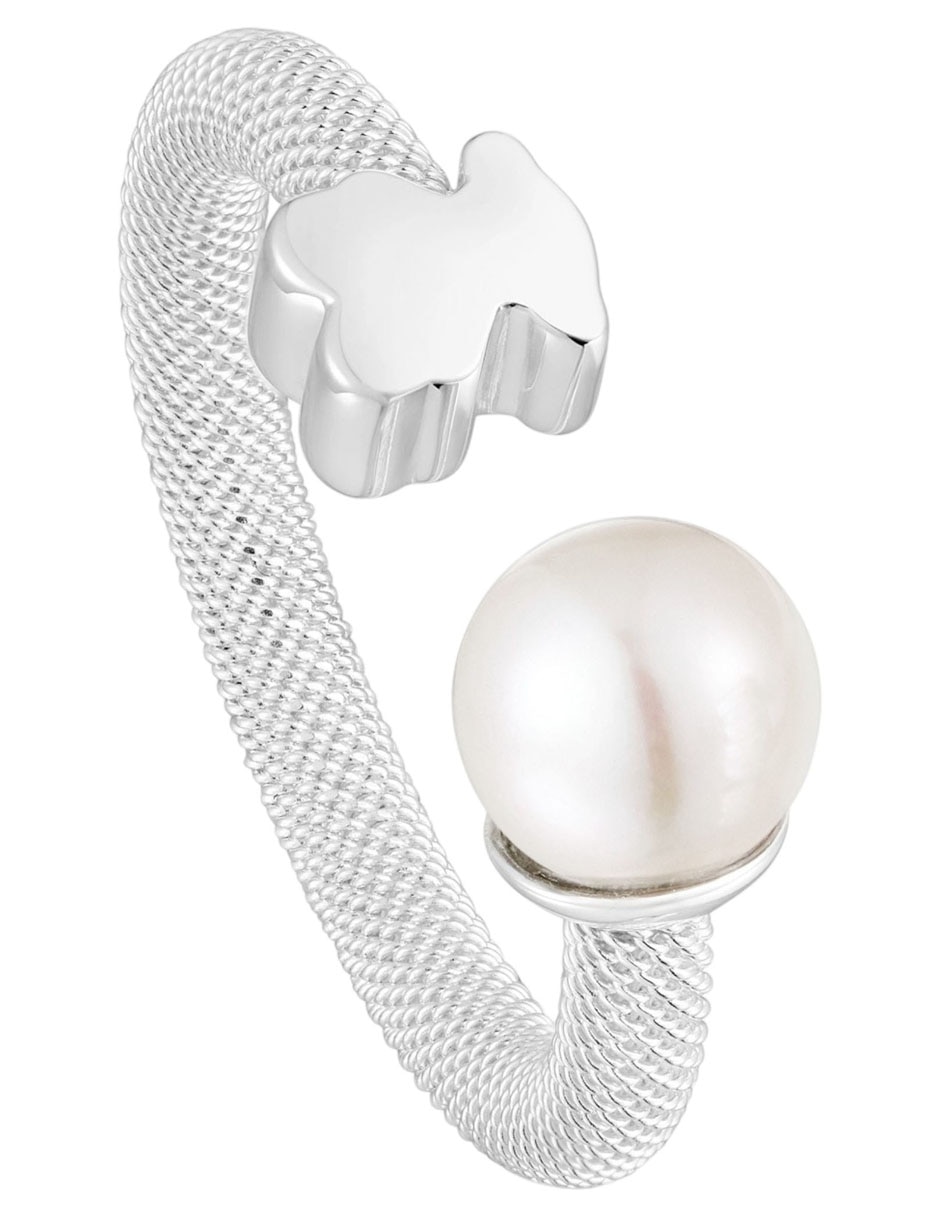 Anillo con gema de oso Icon Mesh P 925 de plata perla lustre 2