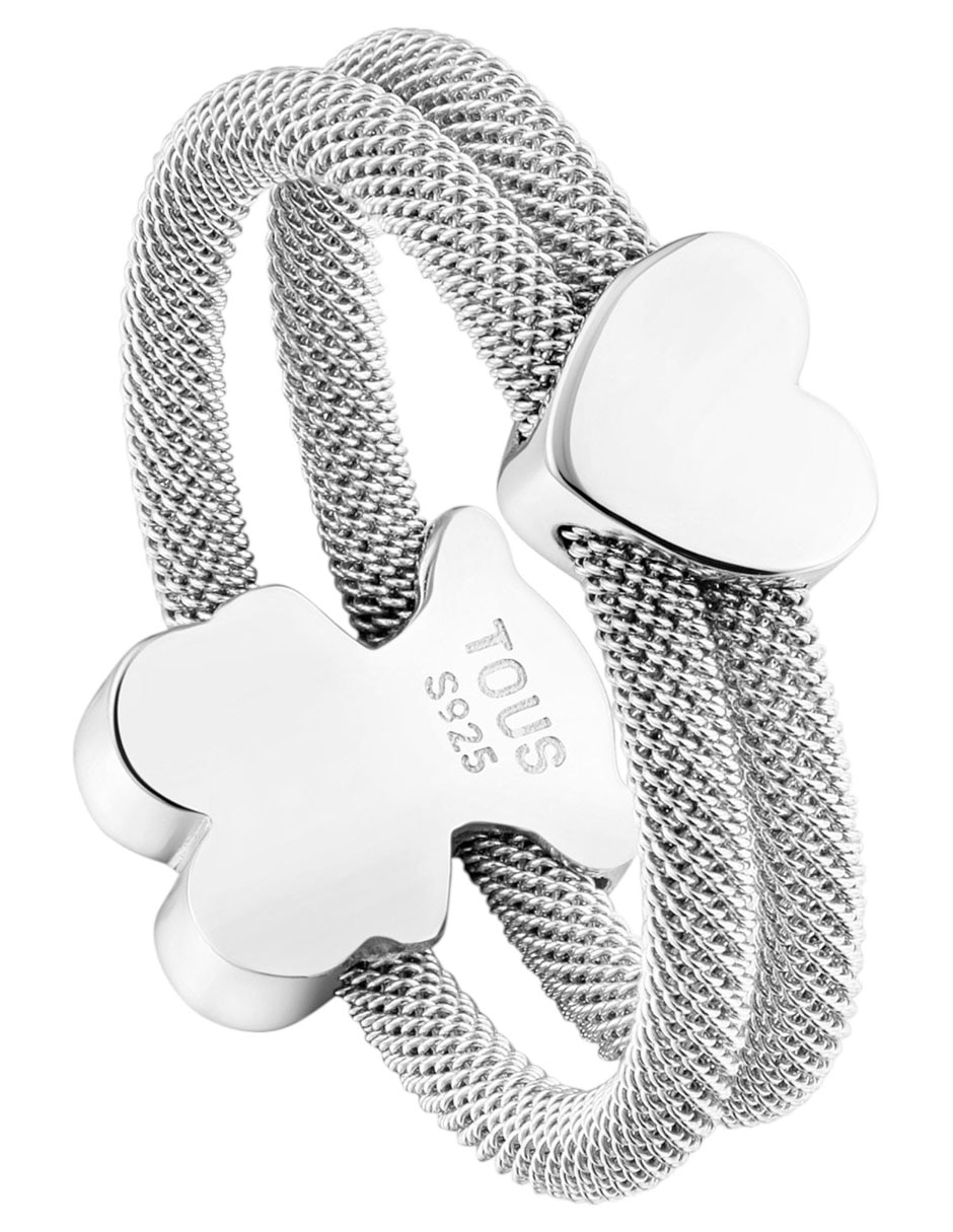 Anillo de oso Icon Mesh P 925 de plata brillante 4