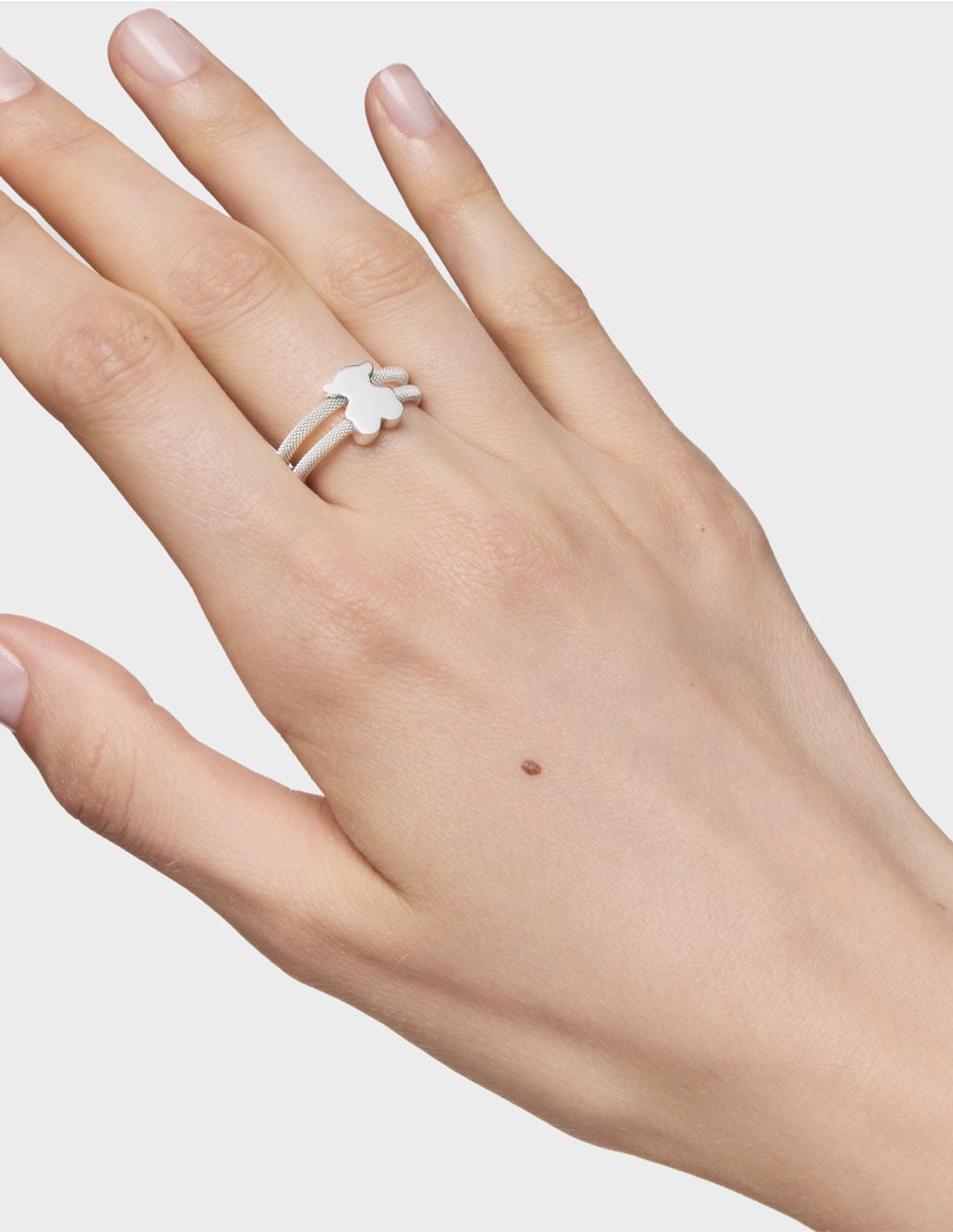 Anillo de oso Icon Mesh P 925 de plata brillante 6