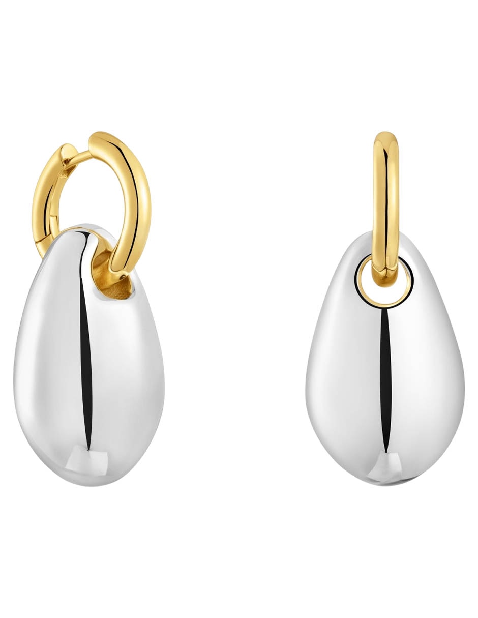 Aretes largos ovalados Warm de plata P 925 con acabado baño de oro Aretes largos ovalados Warm de plata P 925 con acabado baño de oro
