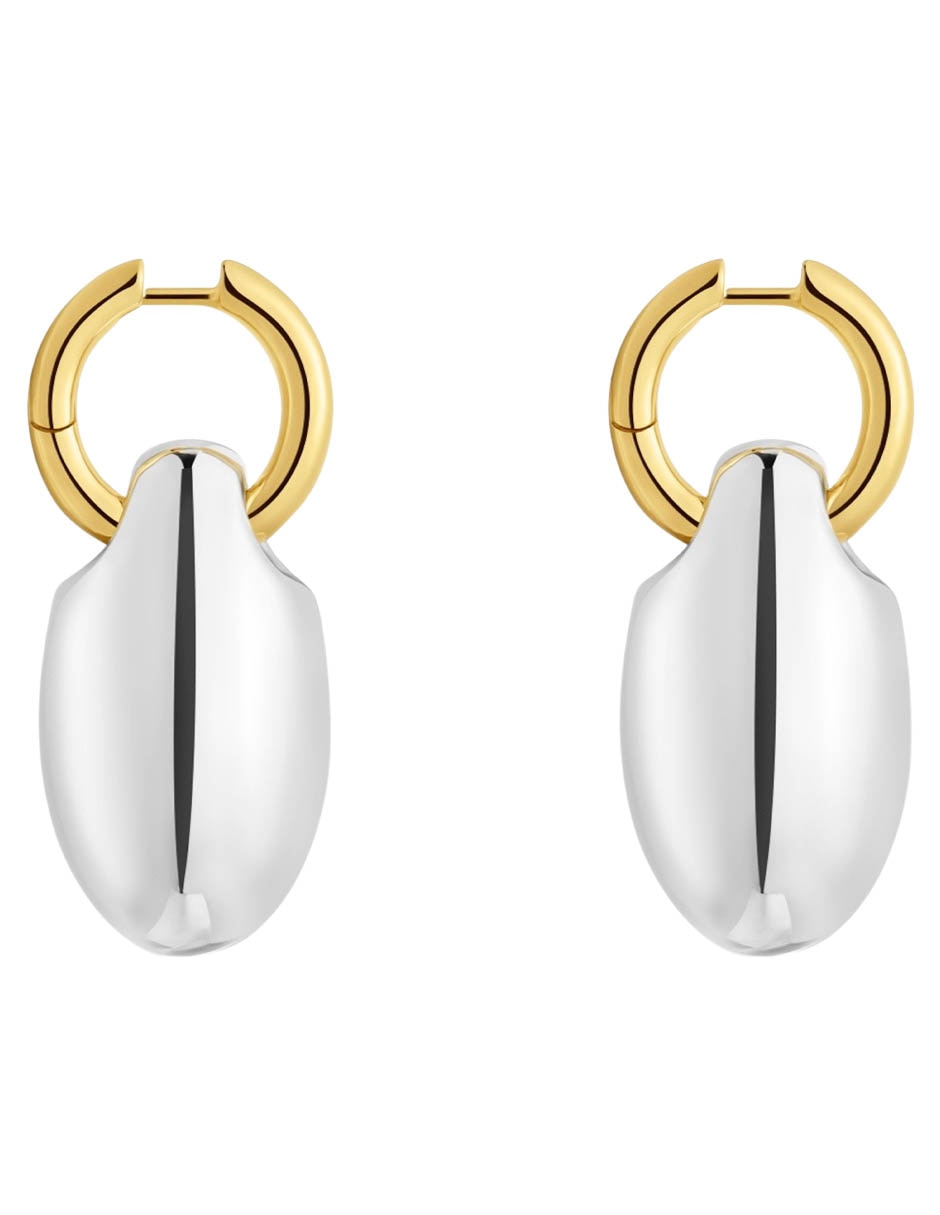 Aretes largos ovalados Warm de plata P 925 con acabado baño de oro 2