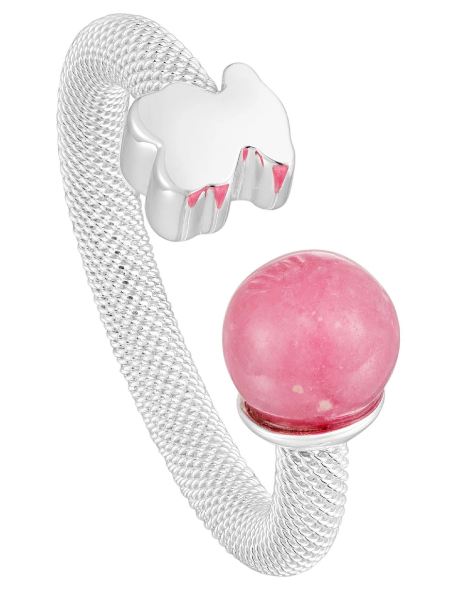 Anillo con gema de oso Icon Mesh P 925 de plata rodonita lustre 2