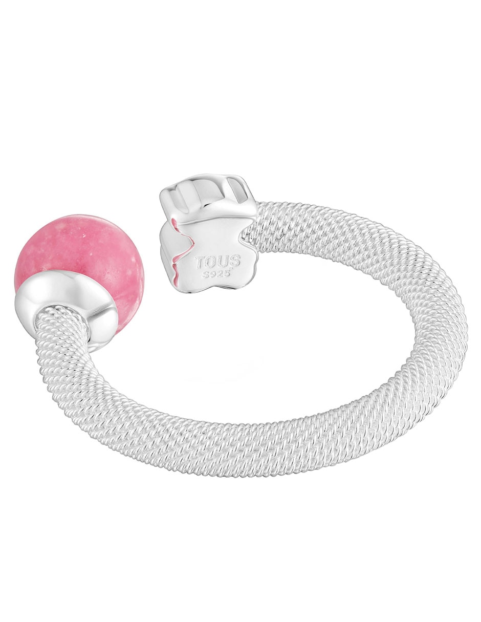 Anillo con gema de oso Icon Mesh P 925 de plata rodonita lustre 3