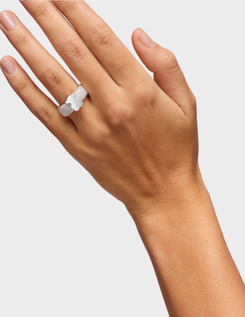 Anillo de oso Icon Mesh P 925 de plata brillante 6