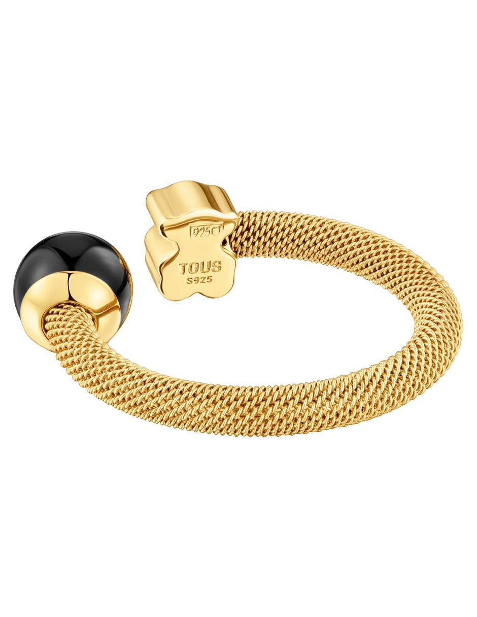 Anillo con gema de oso Icon Mesh ónix brillante 3