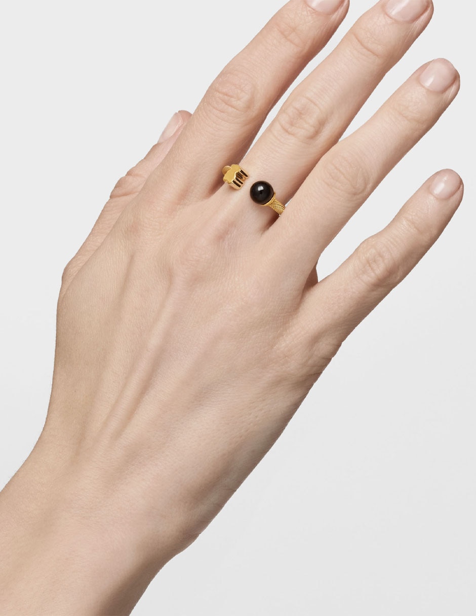 Anillo con gema de oso Icon Mesh ónix brillante 6