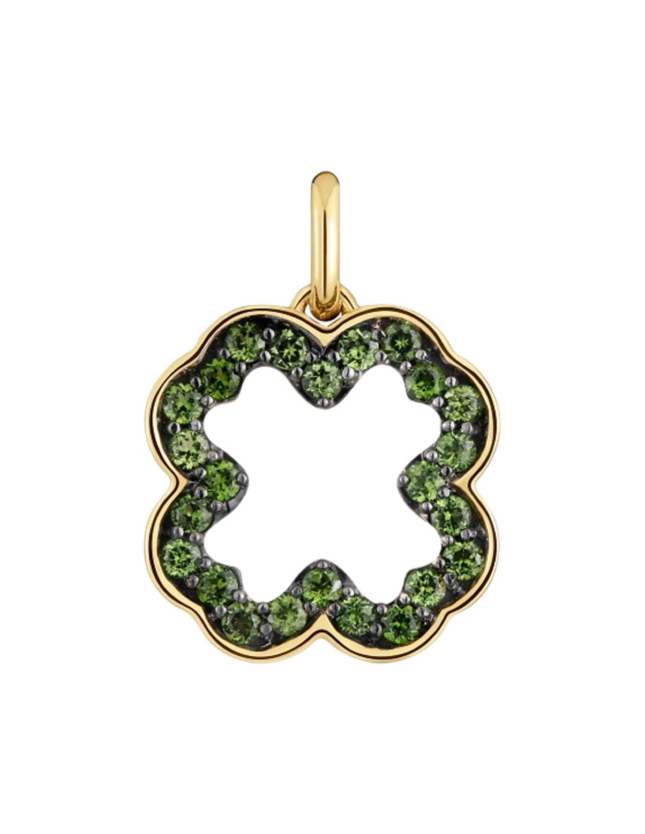 Dije de trébol medallions de oro amarillo 14 K cromodiópsido