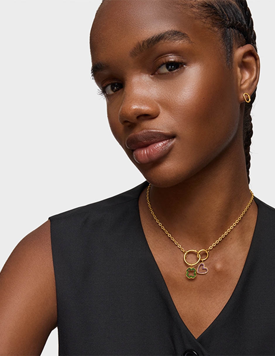 Dije de trébol medallions de oro amarillo 14 K cromodiópsido 5