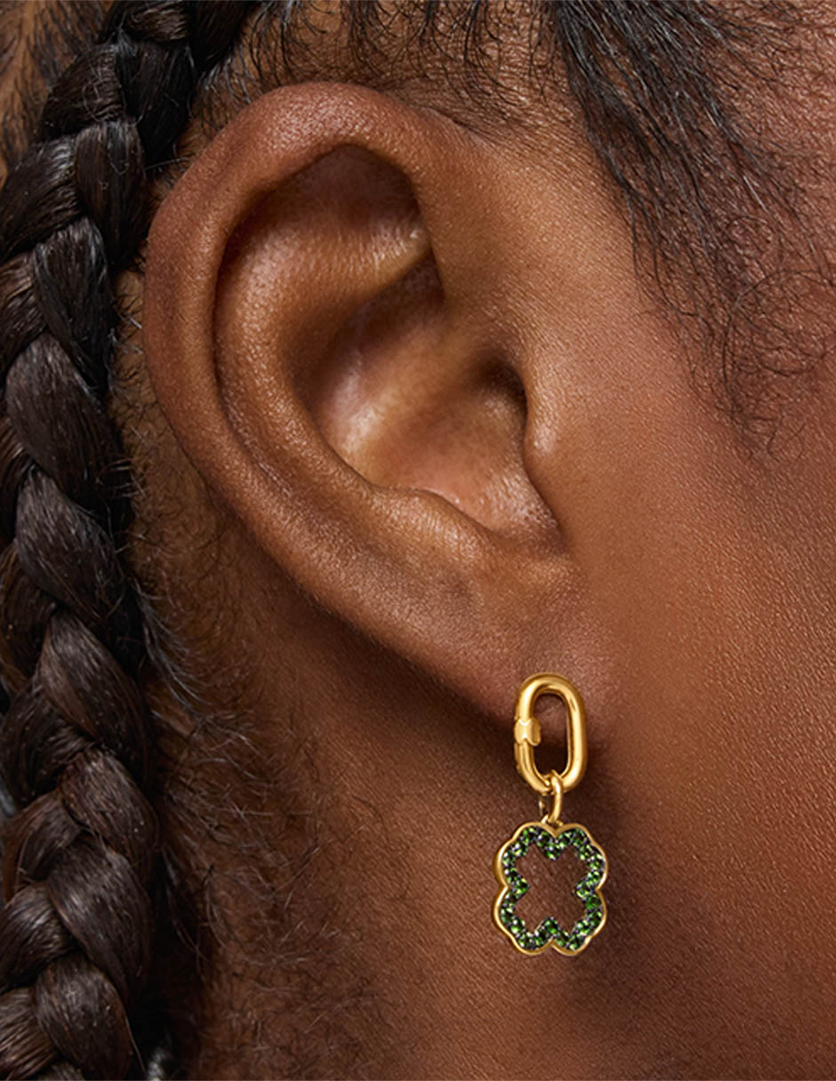 Dije de trébol medallions de oro amarillo 14 K cromodiópsido 6