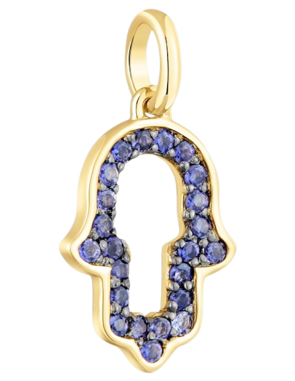 Dije de mano de fátima medallions de oro amarillo 14 K iolita 2